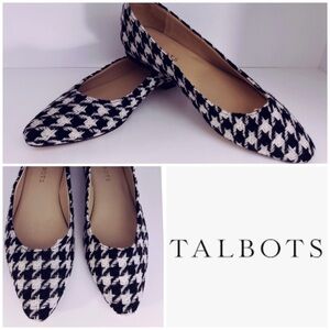 Talbots Black & White Houndstooth Pointed Flats